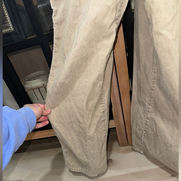 Vintage 2000 Old Navy Overalls corduroy khaki beige long adjustable y2k utility - Picture 7 of 9